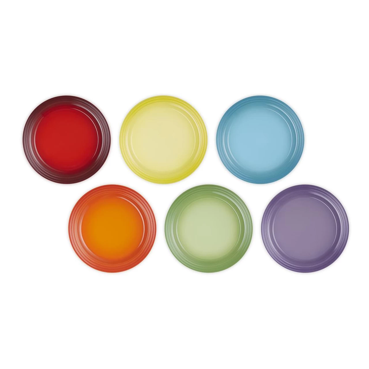 Le Creuset Stoneware Rainbow Set Of 6 Dinner Plates - Image 2