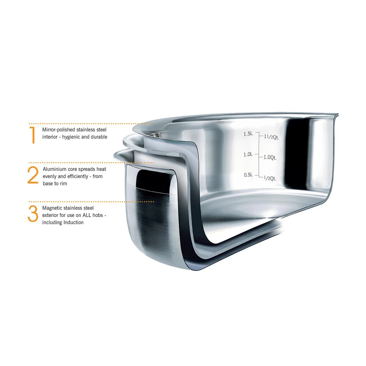 Le Creuset 3 Ply Stainless Steel 30cm Shallow Casserole With Lid - Image 8