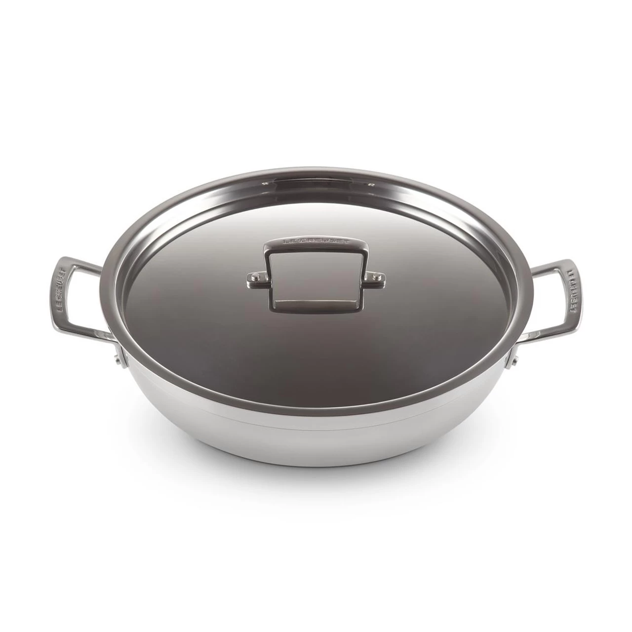 Le Creuset 3 Ply Stainless Steel 30cm Shallow Casserole With Lid - Image 3