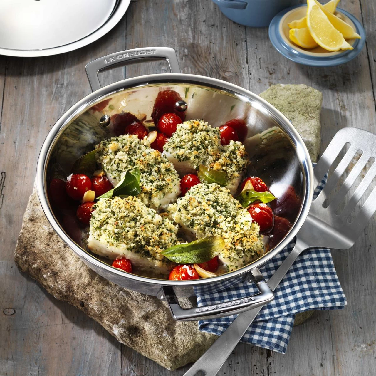 Le Creuset 3 Ply Stainless Steel 30cm Shallow Casserole With Lid - Image 11