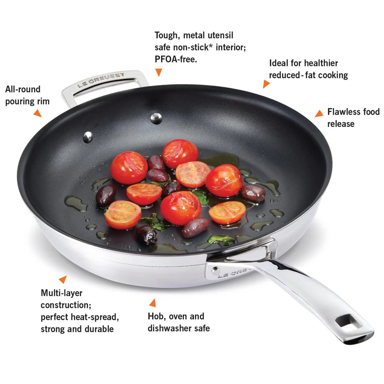 Le Creuset 3 Ply Stainless Steel 30cm Shallow Casserole With Lid - Image 5