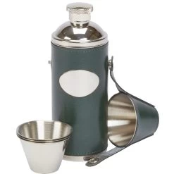 David Nickerson 8oz Hunters Green Leather Flask