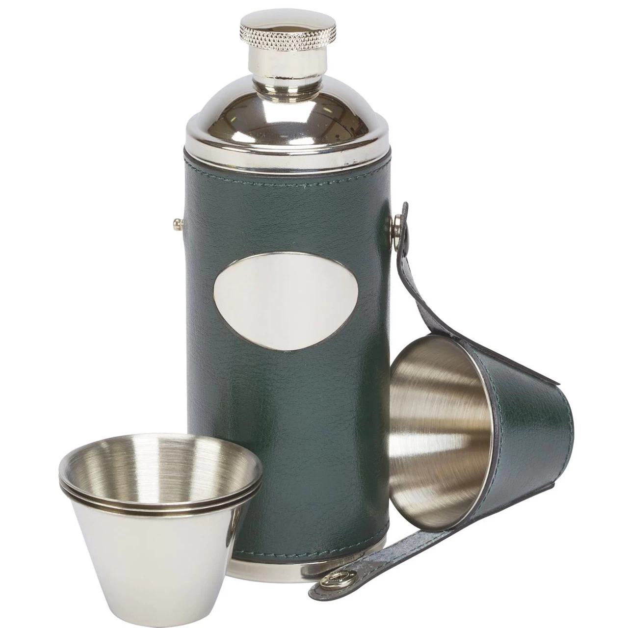 David Nickerson 8oz Hunters Green Leather Flask