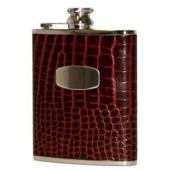 Bisley Brown Croc Leather Flask